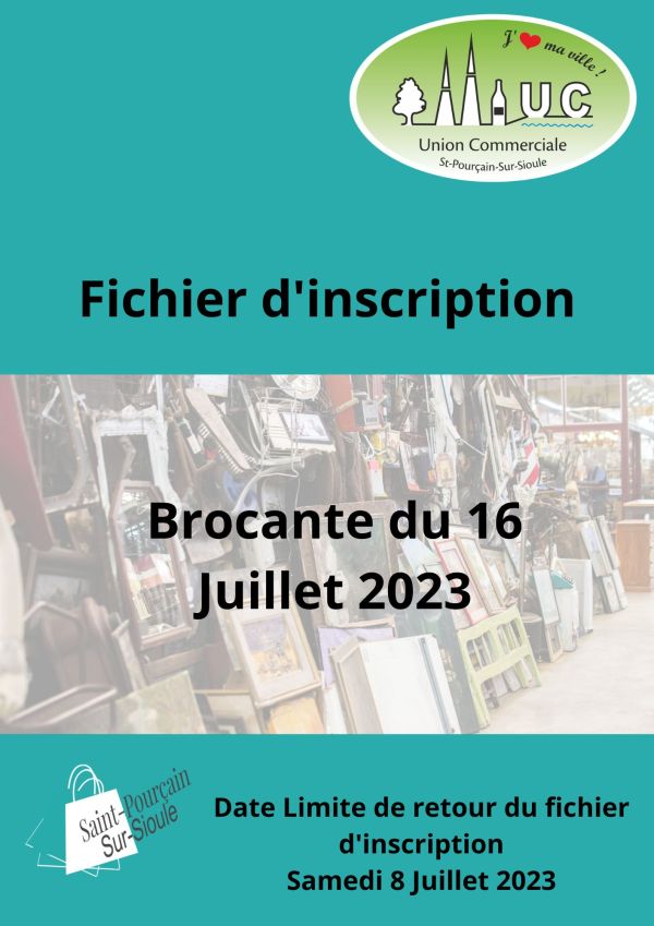 Inscription Brocante 16 Juillet 2023